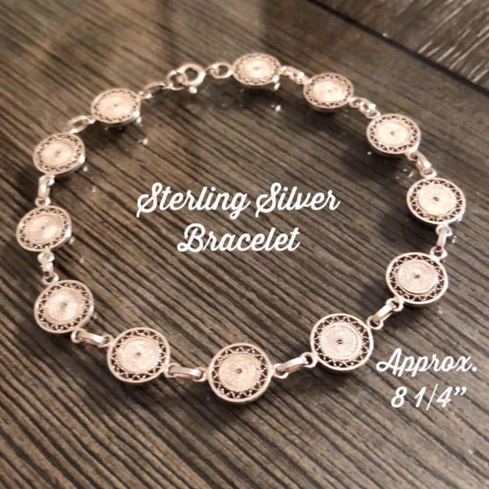 Vintage Sterling Silver Filigree Circle Bracelet, Madalia Disc Pattern